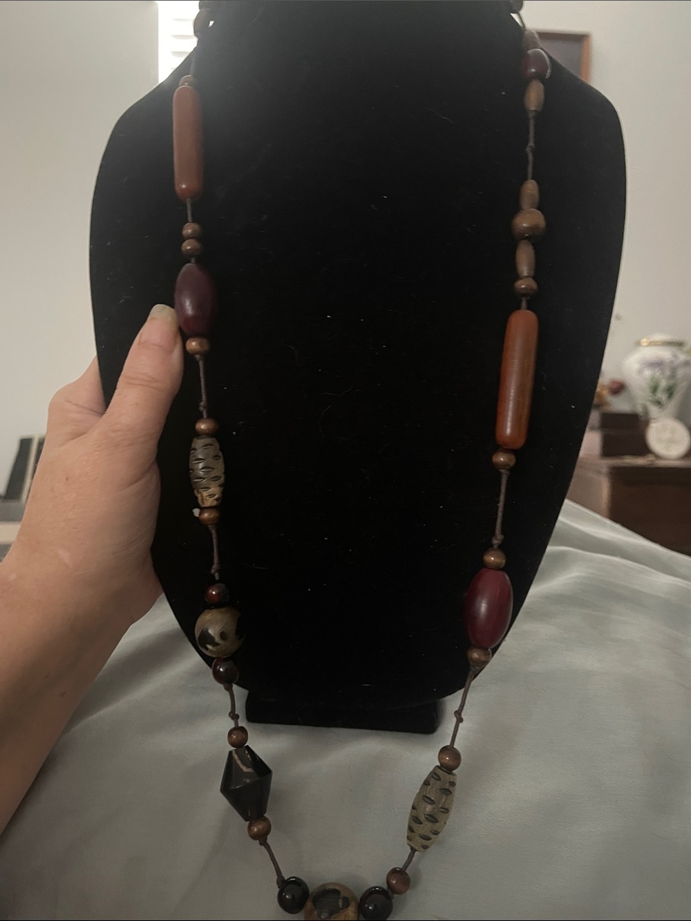 Handcrafted Brown & Maroon Beaded Necklace
